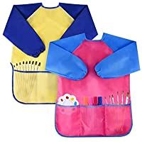 Los mejores  - Yidaxing 2Pcs Delantal Infantil Pintura para niños Actividades Creativas de 3 años o más (Amarillo &amp- Rosa)
